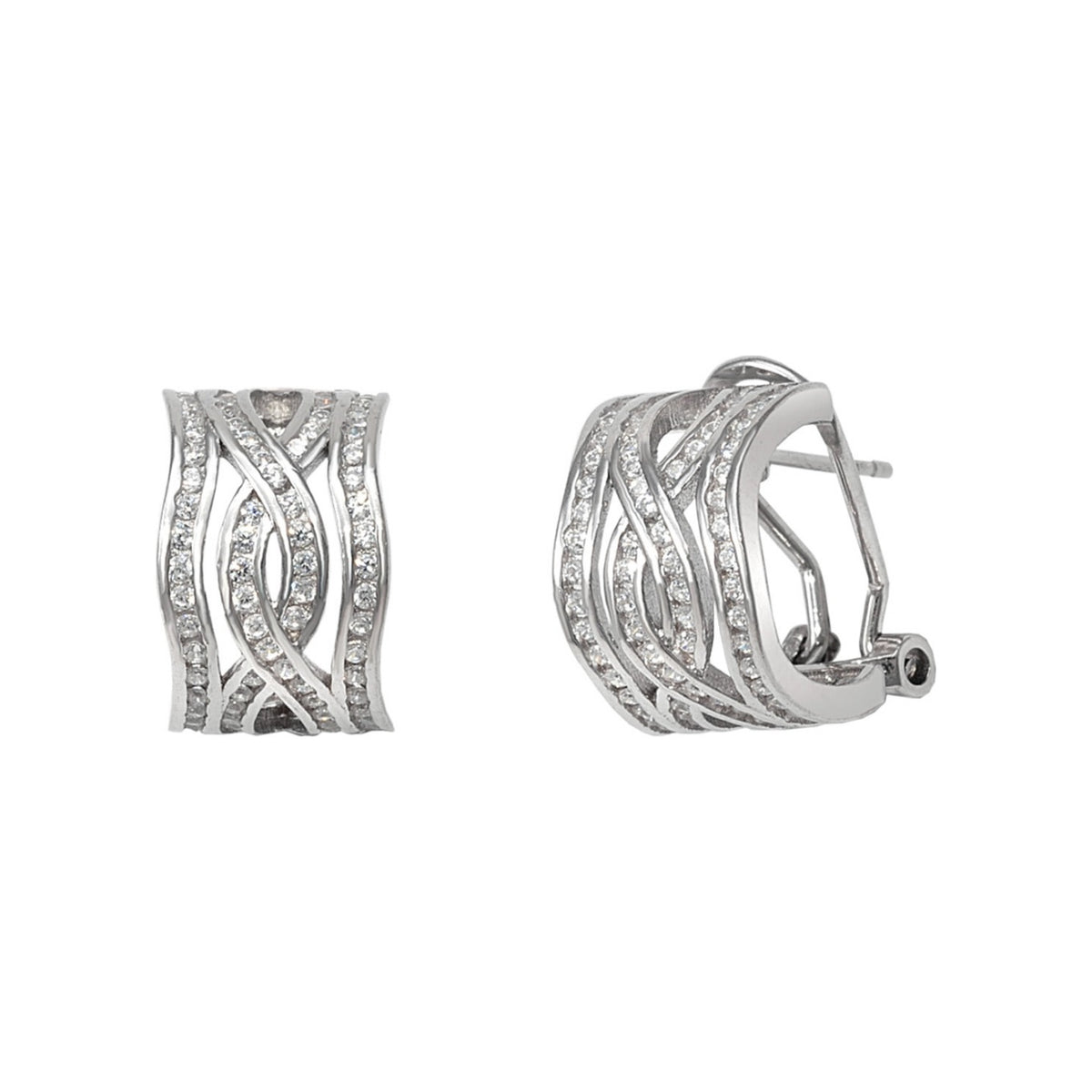 Pendientes de plata de ley 925 de 9x14 mm entrelazados con circonitas