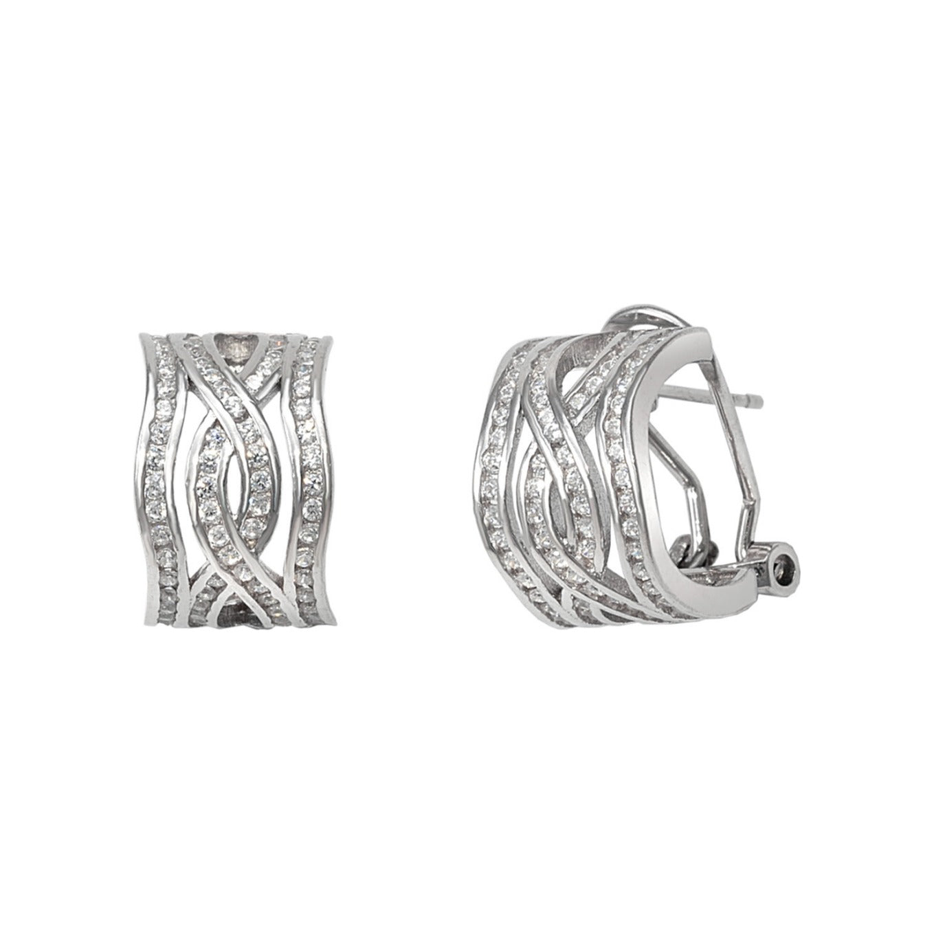 Pendientes de plata de ley 925 de 9x14 mm entrelazados con circonitas
