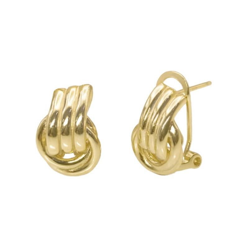Pendientes de plata de ley 925 con baño de oro de 11x15 mm en forma de nudo liso
