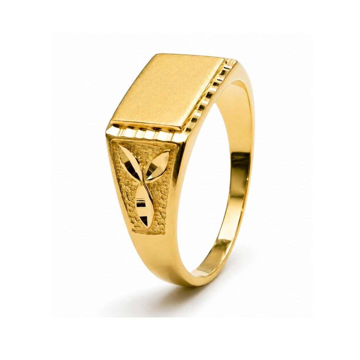 Sello rectangular cadete macizo de oro 9k: vista lateral del brazo y los hombros