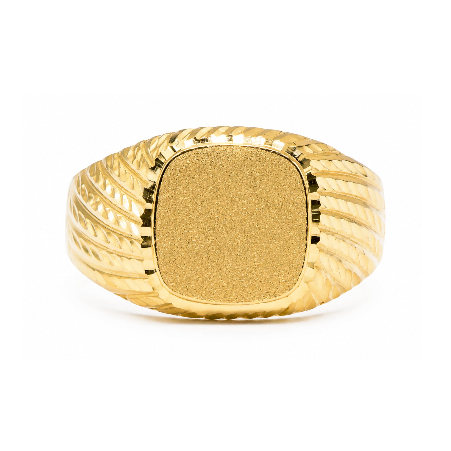 Sello oro 18k caballero cabeza pantalla: vista de la cabeza y el diseño del anillo
