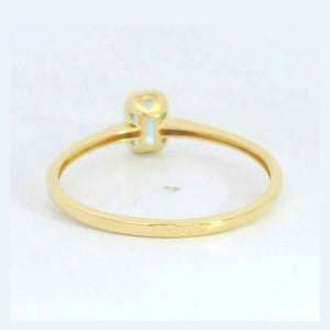 Anillo oro 9k circonita color aguamarina