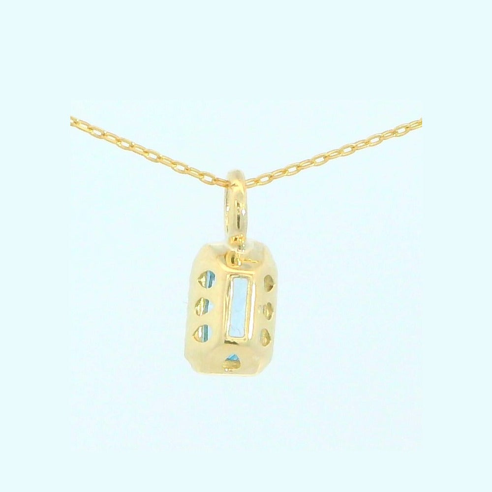 Colgante oro 9k nano agua marina octogonal
