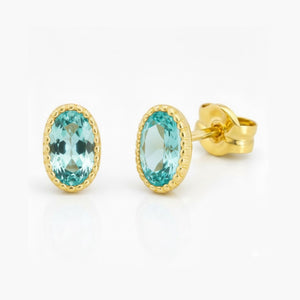 Pendientes oro 9k nano agua marina oval