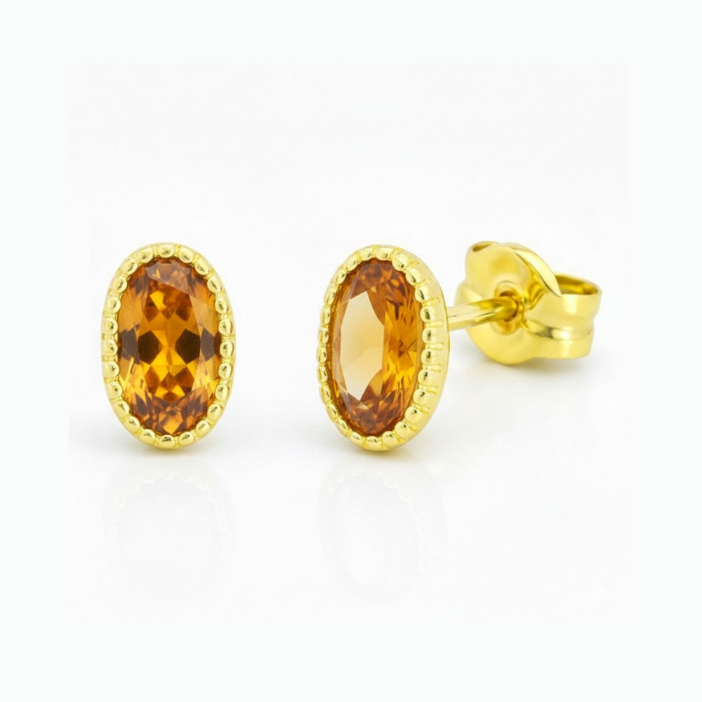 Pendientes oro 9k nano citrino oval