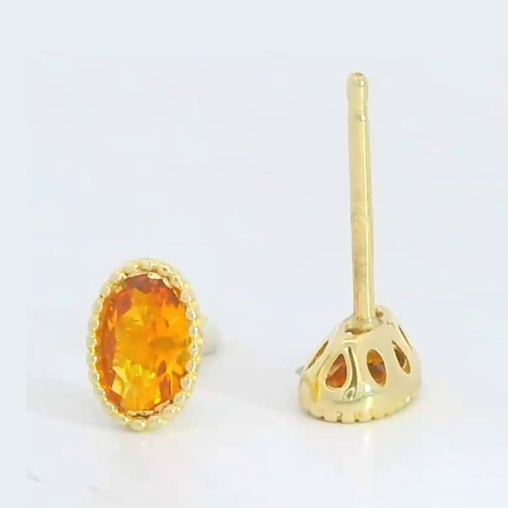 Pendientes oro 9k nano citrino oval