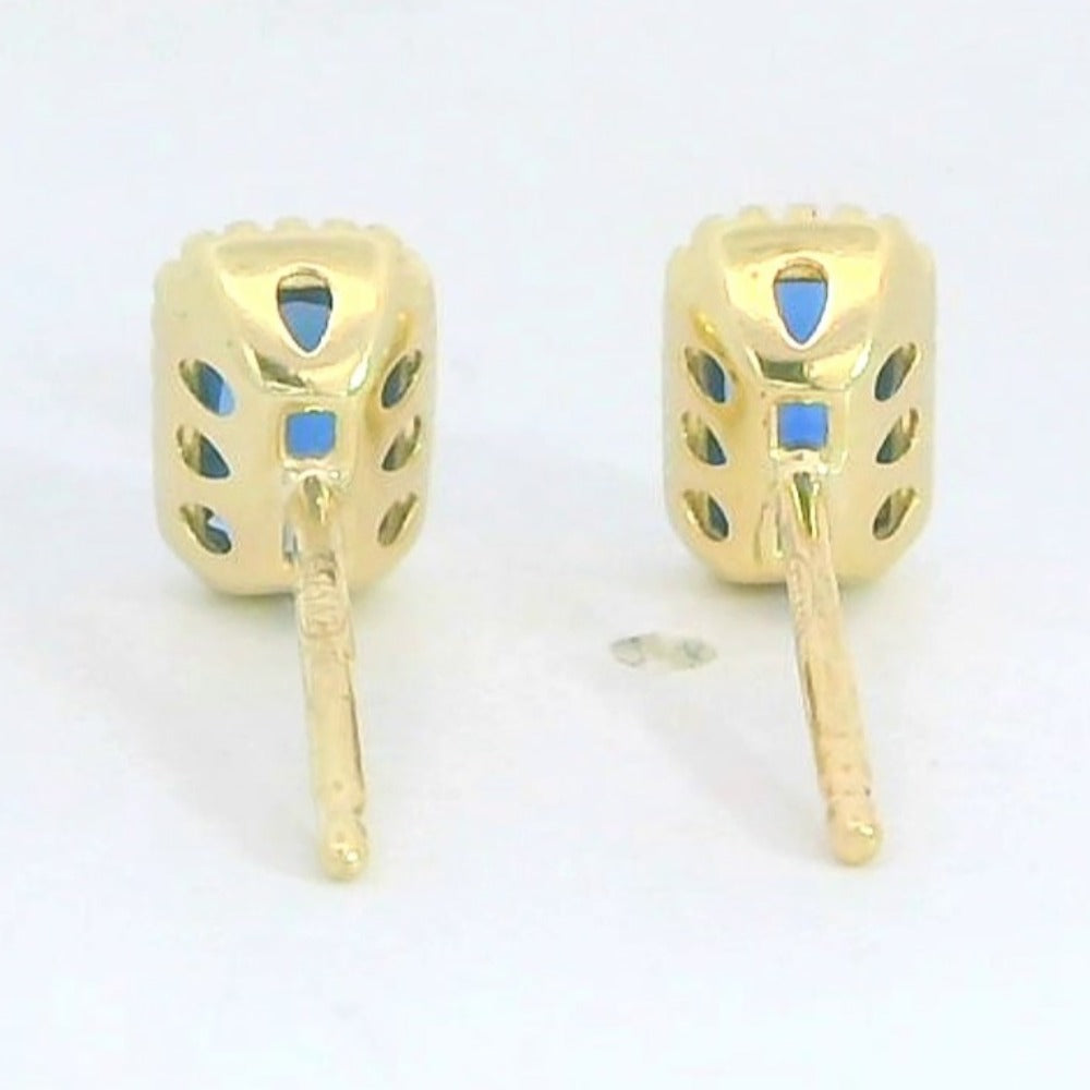 Pendientes oro 9k circonita agua marina octogonal