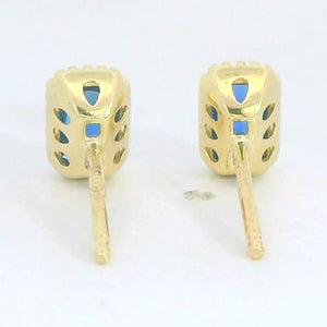 Pendientes oro 9k circonita agua marina octogonal