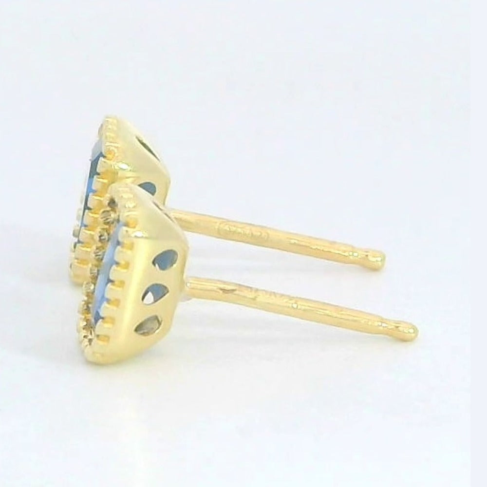 Pendientes oro 9k nano zafiro octogonal