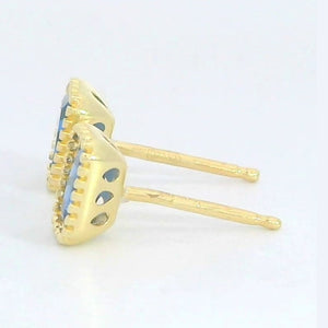 Pendientes oro 9k nano zafiro octogonal