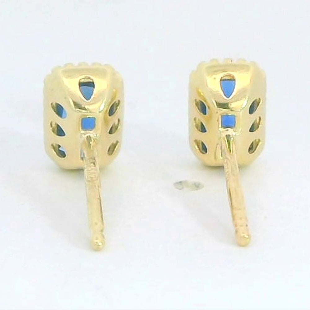 Pendientes oro 9k nano zafiro octogonal