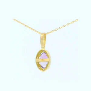 Colgante oro 9k amatista semipreciosa oval y circonitas