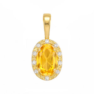 Colgante oro 9k citrino semiprecioso oval