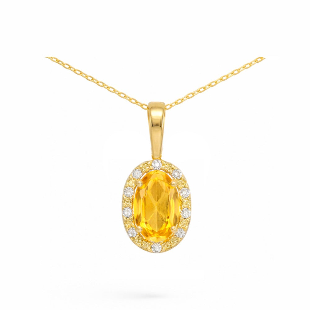Colgante oro 9k citrino semiprecioso oval
