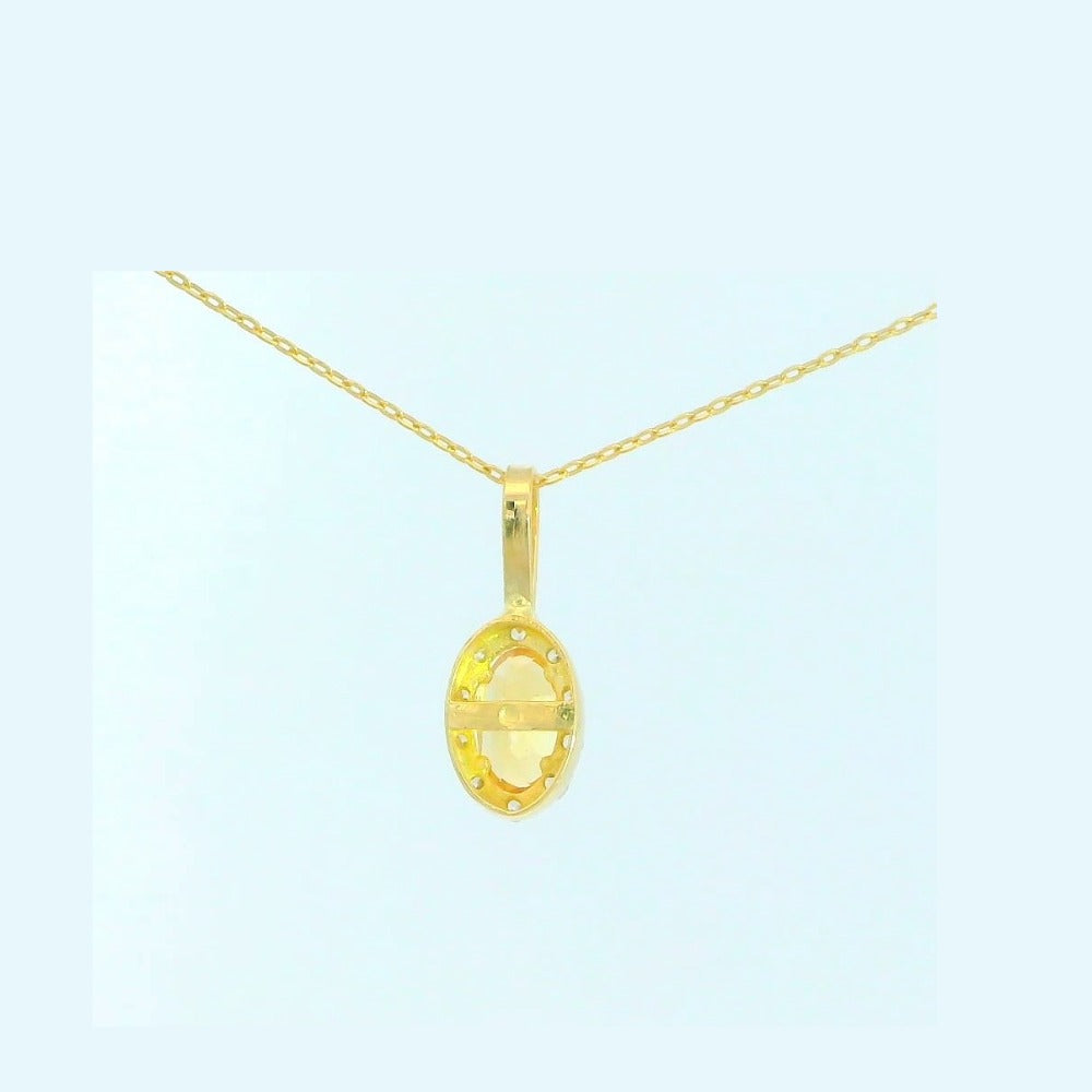 Colgante oro 9k citrino semiprecioso oval