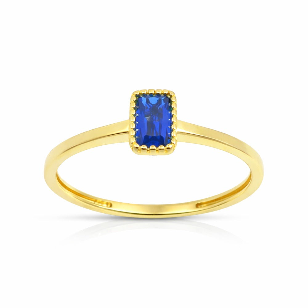 Anillo oro 9k zafiro nano octogonal