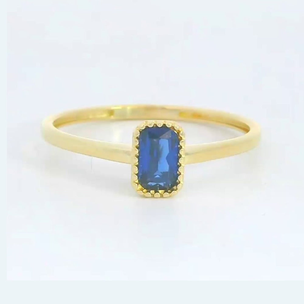 Anillo oro 9k zafiro nano octogonal