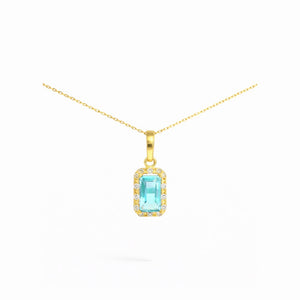 Colgante oro 9k agua marina semipreciosa octogonal