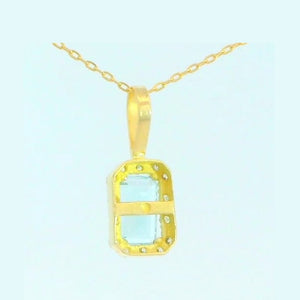 Colgante oro 9k agua marina semipreciosa octogonal