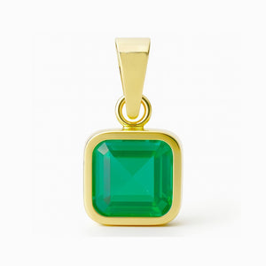 Colgante oro 9k nano esmeralda cuadrado