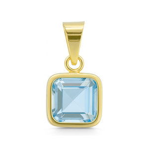 Colgante oro 9k nano agua marina cuadrado