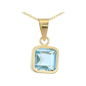 Colgante oro 9k nano agua marina cuadrado