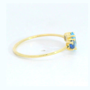 Anillo oro 9k circonita aguamarina y zafiro nano