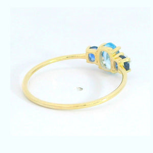 Anillo oro 9k circonita aguamarina y zafiro nano