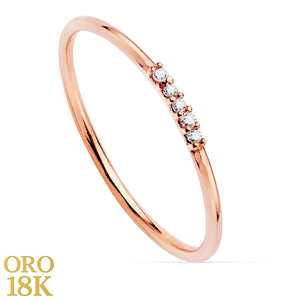 18K SORTIJA ORO ROSA 5 DIAMANTES 0.025 QTS. 