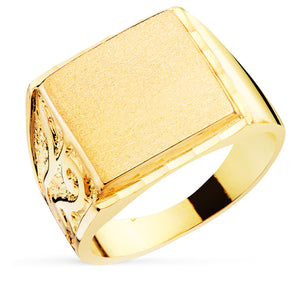 Sello de hombre en oro de ley 18k macizo tallado con frente cuadrado de 14x14 mm