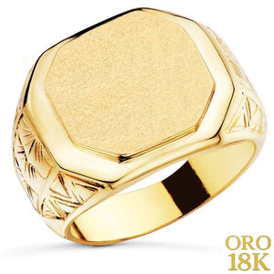 18K SELLO ORO AMARILLO CABALLERO MATE Y BRILLO ZONA GRABADO 14X15