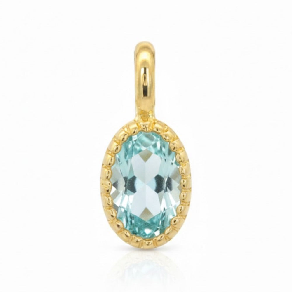 Colgante oro 9k circonita color aguamarina