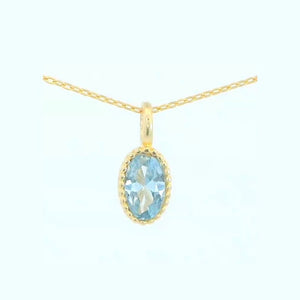 Colgante oro 9k circonita color aguamarina