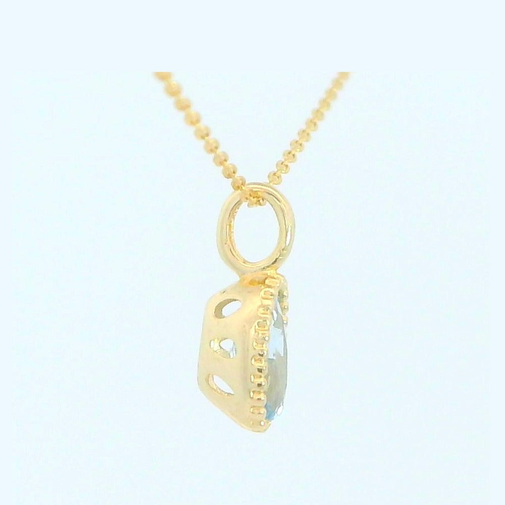 Colgante oro 9k circonita color aguamarina
