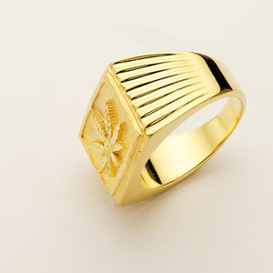 Sello de oro de ley 18k macizo con hoja LADO