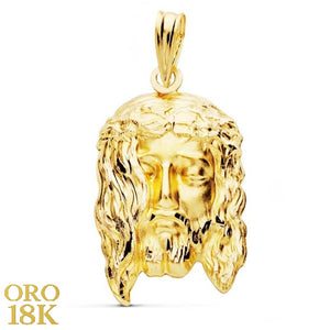Colgante oro de ley 18k cabeza de cristo tamaño mediano