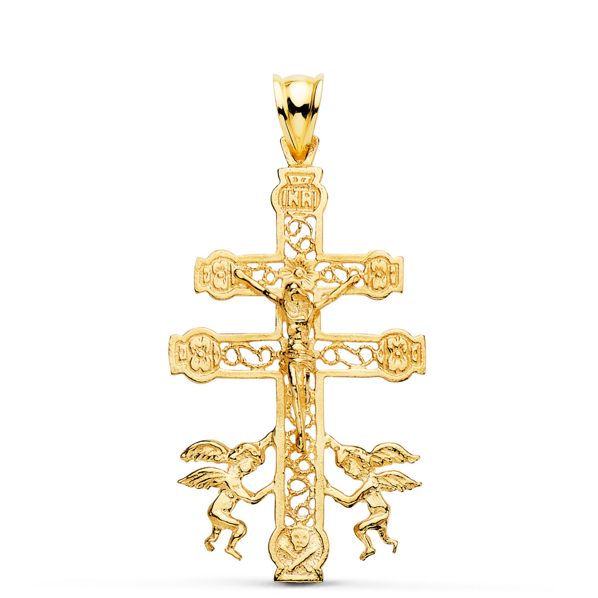 Cruz de caravaca de oro 18k calada 41x24 mm