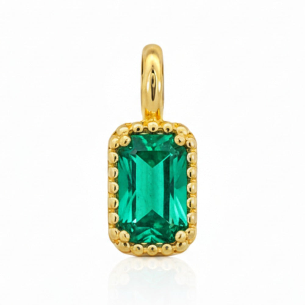Colgante oro 9k nano esmeralda octogonal