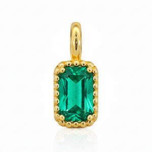 Colgante oro 9k nano esmeralda octogonal