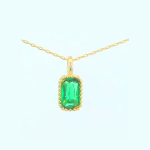 Colgante oro 9k nano esmeralda octogonal