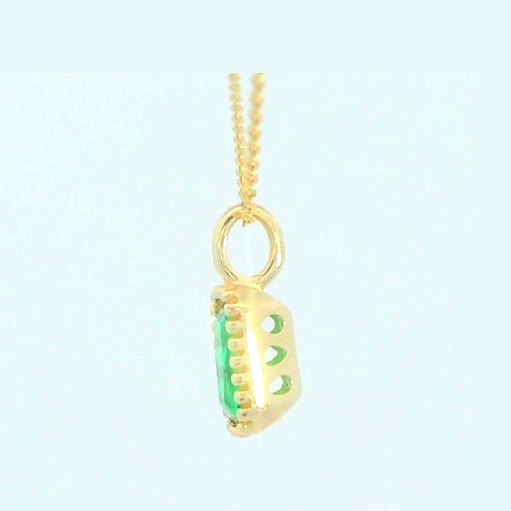 Colgante oro 9k nano esmeralda octogonal