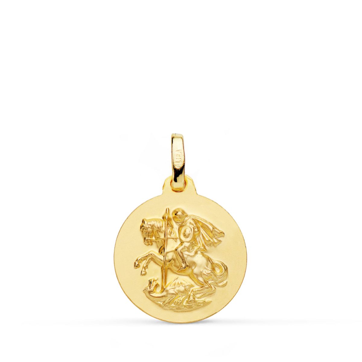 Medalla de San Jorge en oro 18k lisa matizada 15 mm