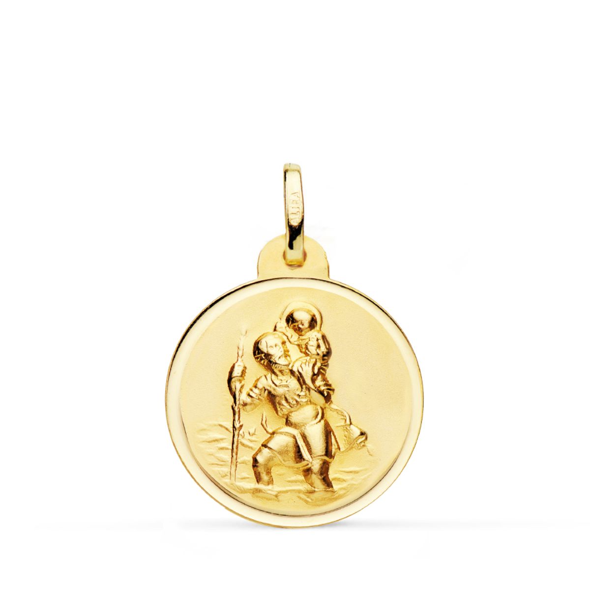 Medalla de San Cristóbal en oro 18k bisel 19 mm