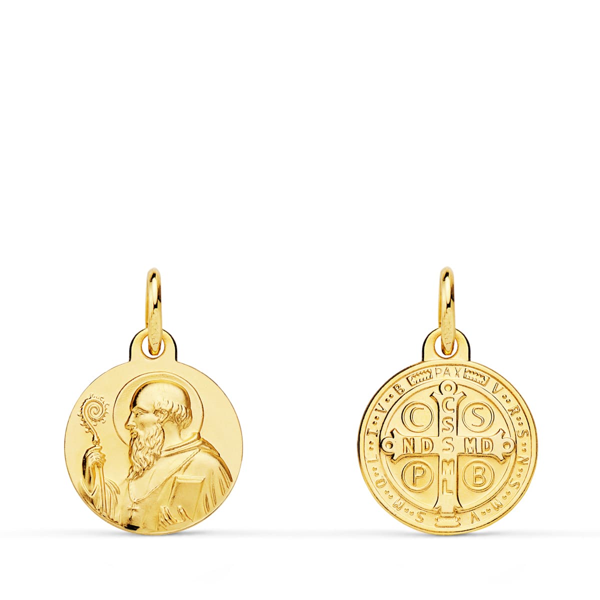 Escapulario de San Benito en oro 18k, 11 mm