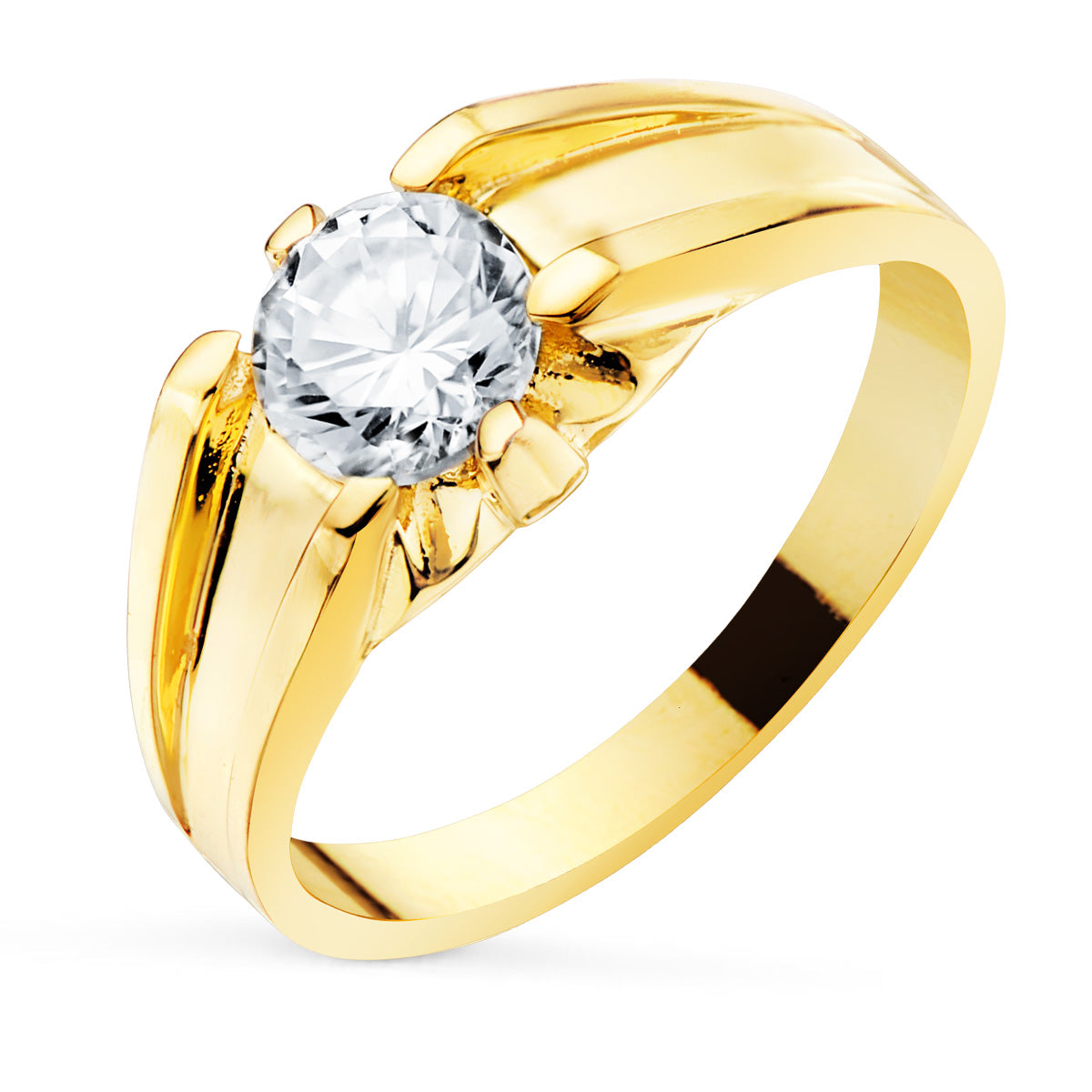 Solitario de oro 18k con circonita de 6 mm e interior forrado