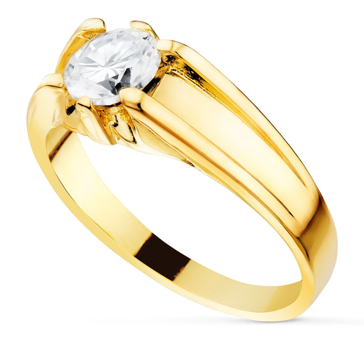 Solitario de oro 18k con circonita de 6 mm, vista lateral