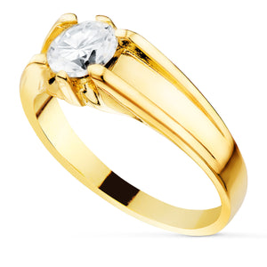 Solitario de oro 18k con circonita de 6 mm, vista lateral