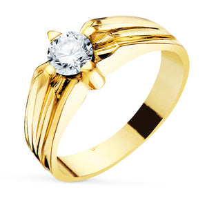 Solitario de oro 18k para hombre con circonita de 5,5 mm y cuerpo de 7,5 mm