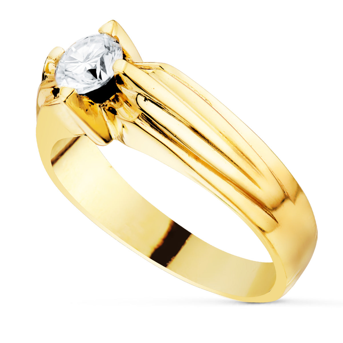 Solitario de oro 18k de caballero con circonita de 5,5 mm, vista lateral