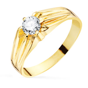 Solitario de oro 18k de caballero con circonita de 5 mm